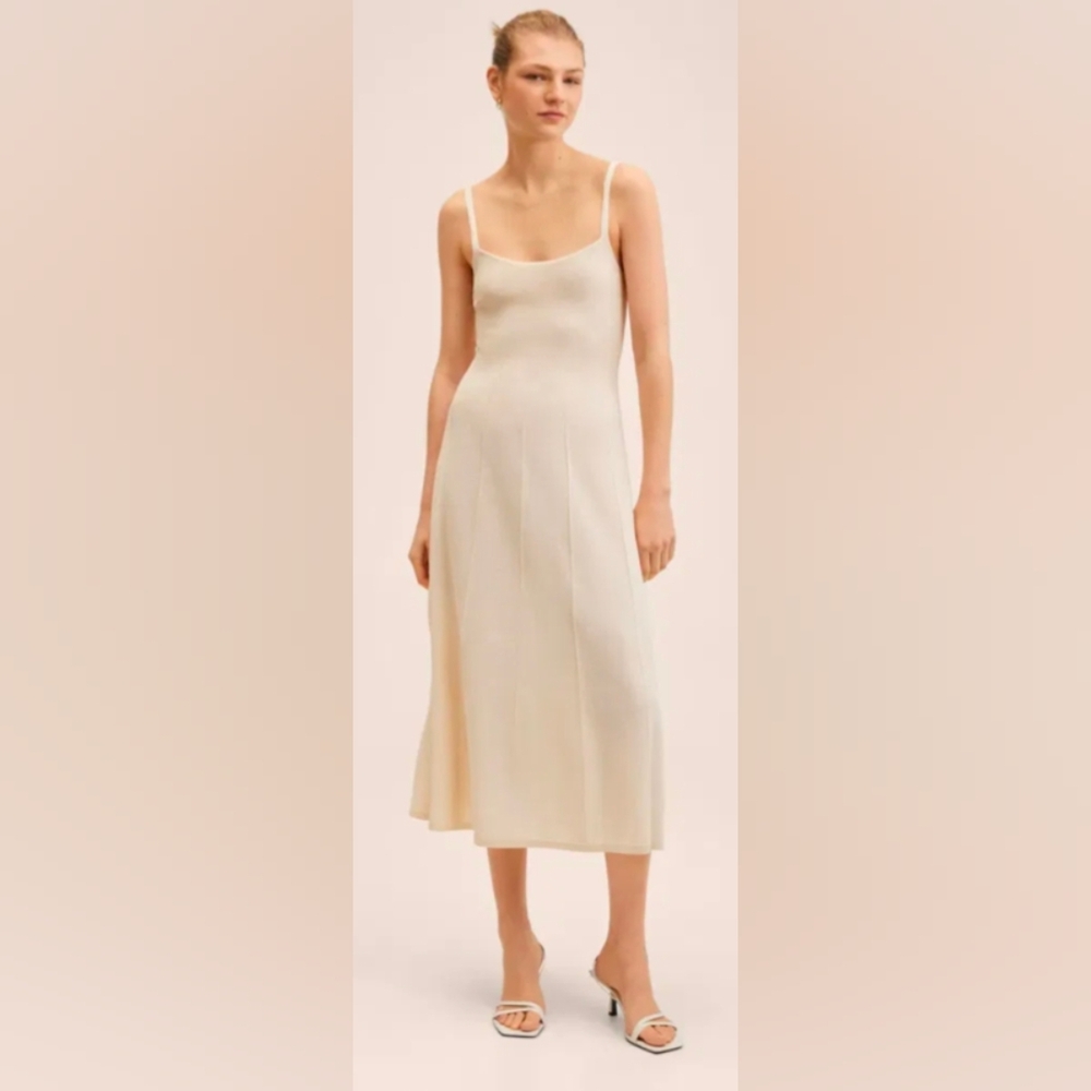 MANGO NWT Cream Knit Midi Dress Med
